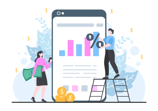 Paiement de prêt en ligne  Illustration
