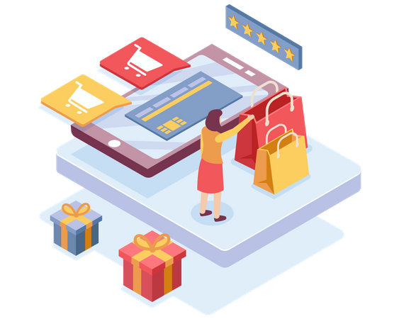Paiement des achats par carte  Illustration