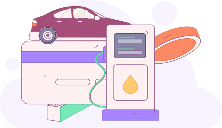 Paiement du carburant à la station  Illustration