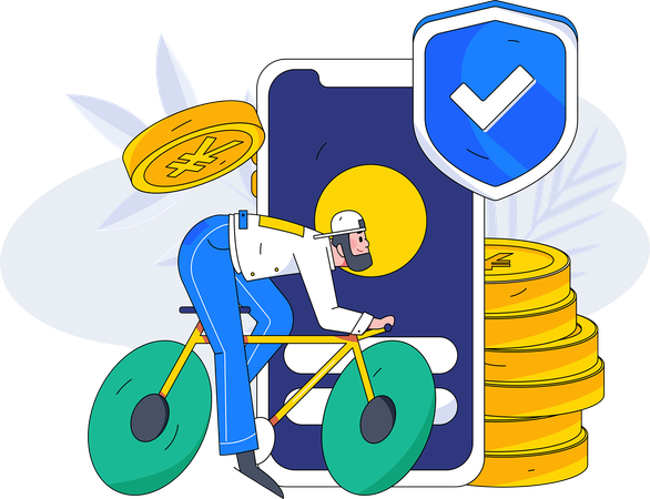 Paiement en ligne rapide par cycliste  Illustration