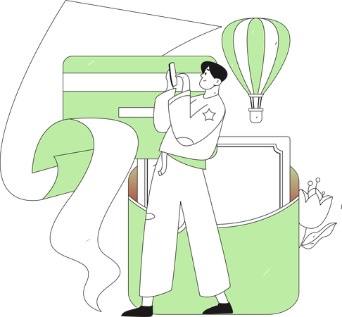 Paiement masculin par carte  Illustration