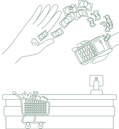 Paiement par NFC au supermarché  Illustration