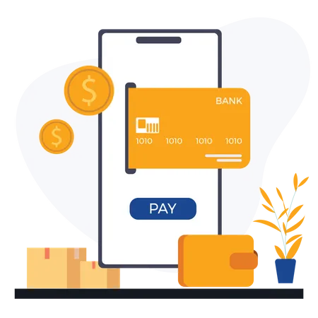 Paiement par portefeuille mobile  Illustration