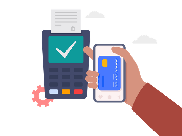 Paiement sans contact, communication en champ proche  Illustration