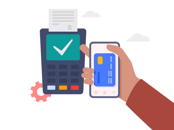 Paiement sans contact, communication en champ proche  Illustration