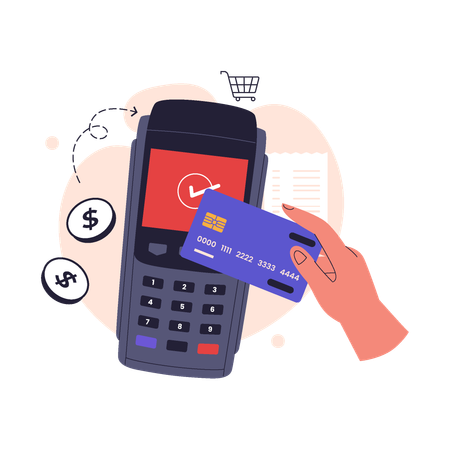 Paiement sans contact avec carte de crédit  Illustration