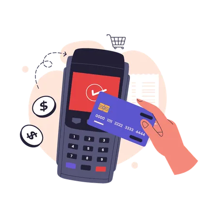 Paiement sans contact avec carte de crédit  Illustration