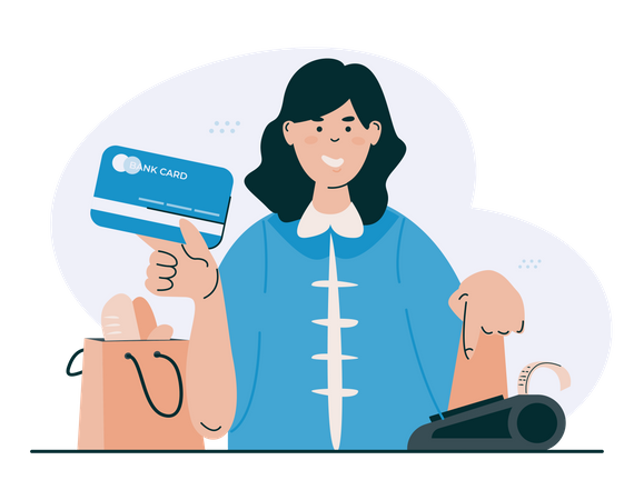 Paiement sans numéraire par carte bancaire  Illustration