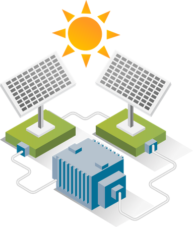 Painéis solares com armazenamento de energia  Ilustração