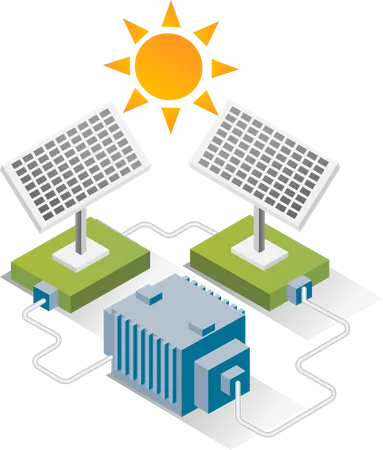 Painéis solares com armazenamento de energia  Ilustração