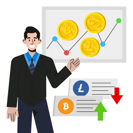 Painel de criptomoeda  Ilustração