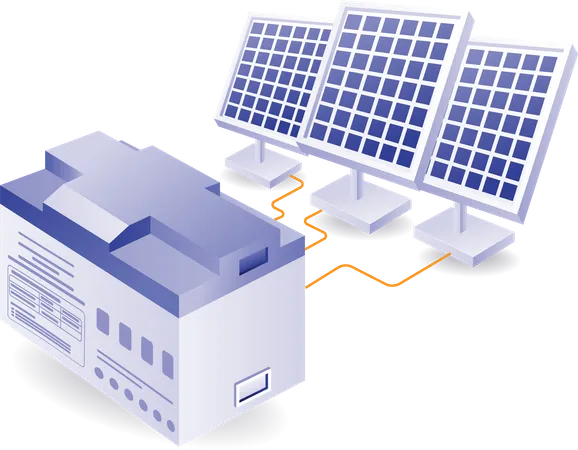 Painel solar com bateria de armazenamento  Ilustração