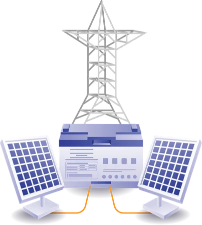 Painel solar ecológico ecológico para linhas de energia domésticas  Ilustração