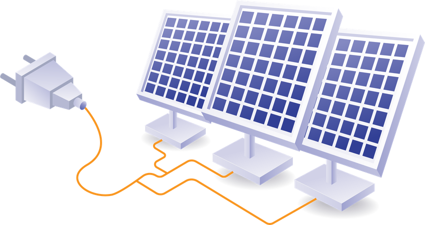 A eletricidade do painel solar é usada em eletrodomésticos  Illustration