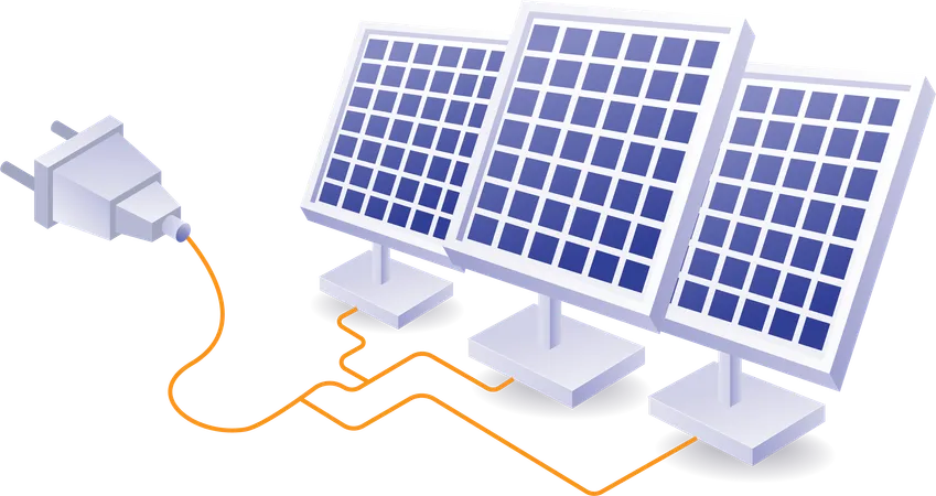 A eletricidade do painel solar é usada em eletrodomésticos  Illustration