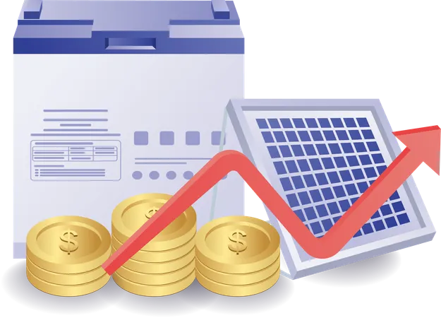 A energia do painel solar torna as despesas econômicas  Ilustração