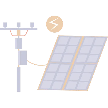 Painel solar está convertendo energia solar em eletricidade  Ilustração