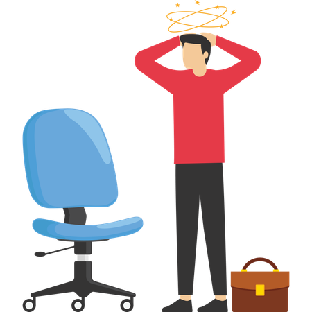 Painful office worker holding his back pain with office chair  Illustration