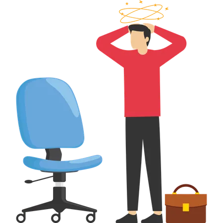 Painful office worker holding his back pain with office chair  Illustration