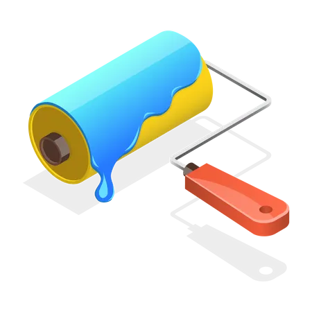 3 D Isometric Flat Vector Icon Of Paint Roller Decoration Tool Home Renovation 일러스트레이션