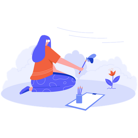 Paint the scenery by female artist  Illustration