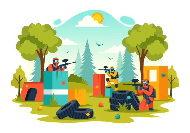 Paintball Battle  Illustration