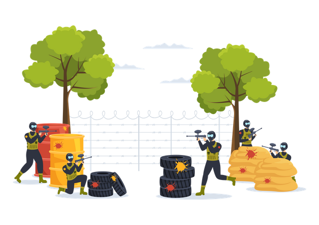 Paintball battle game  Illustration