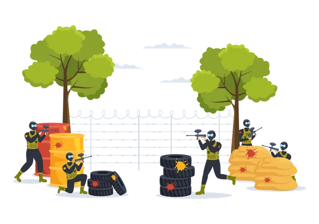 Paintball battle game  Illustration