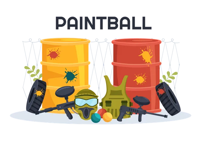 Paintball game equipments Illustration