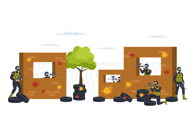 Paintball game ground  Illustration