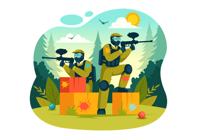 Paintball Game Play  Illustration