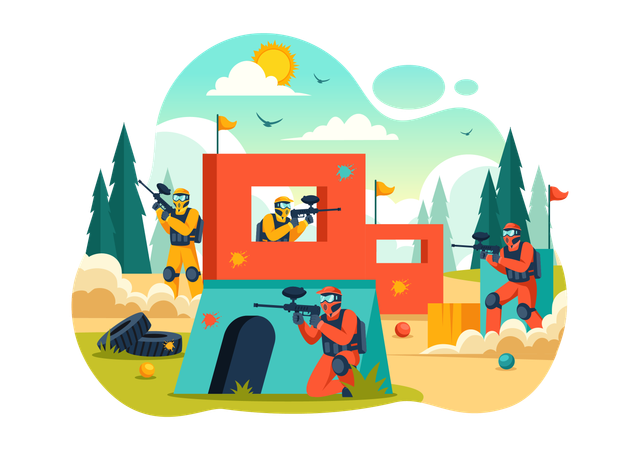 Paintball Game Play  Illustration