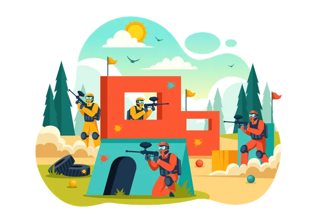 Paintball Game Play  Illustration