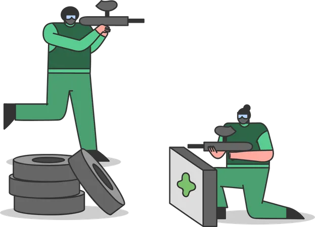 Paintballspieler in Militäruniform  Illustration