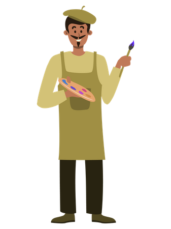 Painter holding brush  Illustration