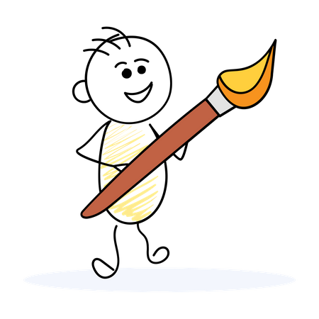 Painter holding brush  Illustration