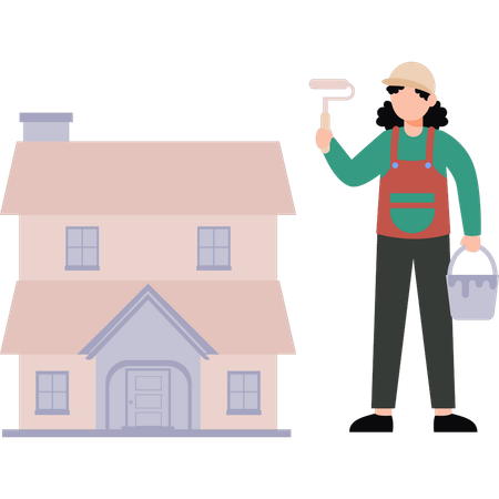 Painter is painting the house  Illustration