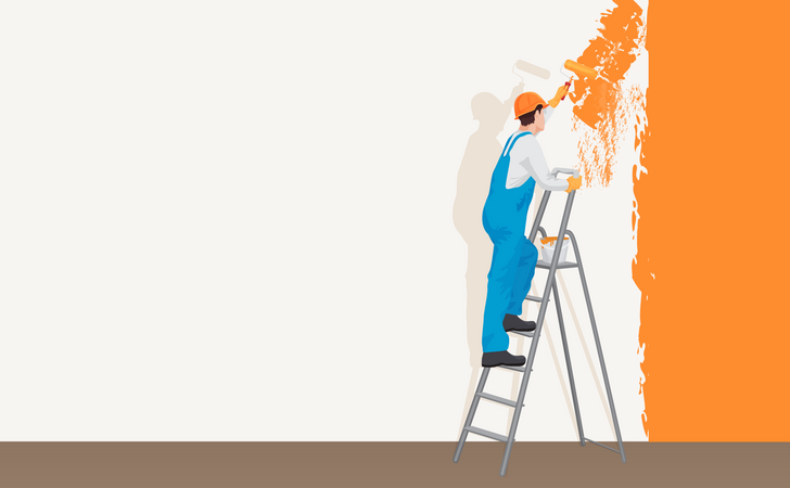 Painter painting wall  Illustration