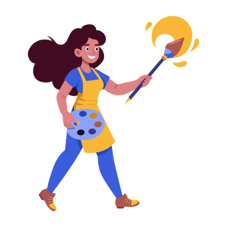 Painter painting with colors  Illustration