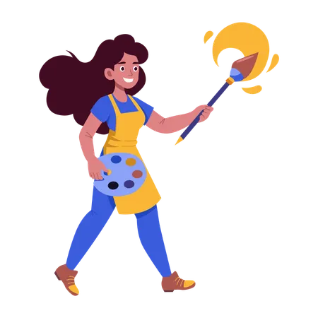Painter painting with colors  Illustration