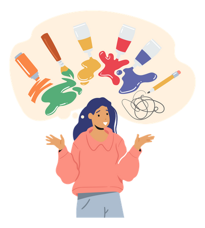 Painter Thinking Creatively  Illustration