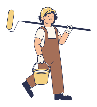 Painter with paint roller  Illustration