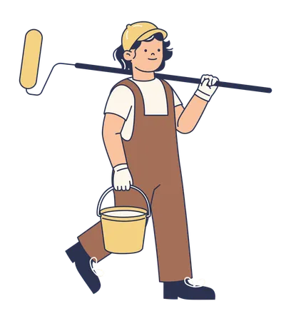 Painter with paint roller  Illustration