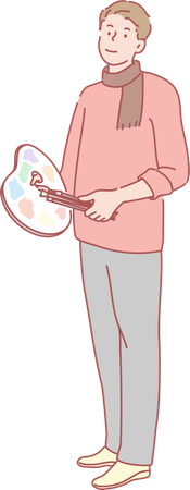 Painter with painting palate  Illustration