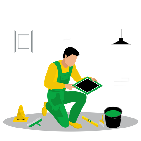 Painter working  Illustration