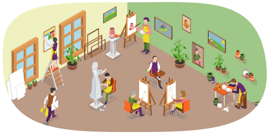 Painting Atelier Interior  Illustration