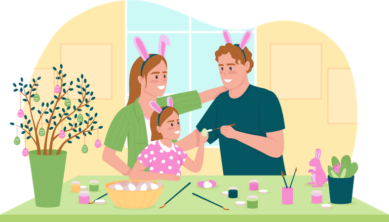 Painting Easter eggs  Illustration