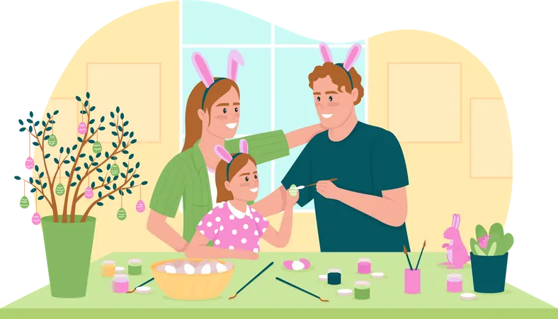 Painting Easter eggs  Illustration