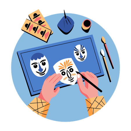 Painting masks with hands  Illustration