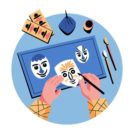 Painting masks with hands  Illustration